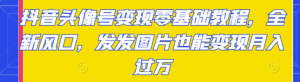抖音头像号变现项目零基础教程：发发图片也能月入过万-欢迎访问本站
